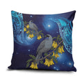 New Zealand Kokako Bird Pillow Cover Kowhai Galaxy Style Polynesian Pattern