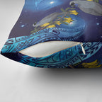 New Zealand Kokako Bird Pillow Cover Kowhai Galaxy Style Polynesian Pattern
