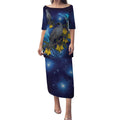 New Zealand Kokako Bird Puletasi Kowhai Galaxy Style Polynesian Pattern