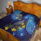 New Zealand Kokako Bird Quilt Kowhai Galaxy Style Polynesian Pattern