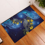 New Zealand Kokako Bird Rubber Doormat Kowhai Galaxy Style Polynesian Pattern