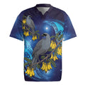 New Zealand Kokako Bird Rugby Jersey Kowhai Galaxy Style Polynesian Pattern