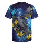 New Zealand Kokako Bird Rugby Jersey Kowhai Galaxy Style Polynesian Pattern