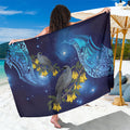 New Zealand Kokako Bird Sarong Kowhai Galaxy Style Polynesian Pattern
