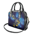 New Zealand Kokako Bird Shoulder Handbag Kowhai Galaxy Style Polynesian Pattern