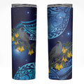 New Zealand Kokako Bird Skinny Tumbler Kowhai Galaxy Style Polynesian Pattern