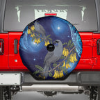 New Zealand Kokako Bird Spare Tire Cover Kowhai Galaxy Style Polynesian Pattern