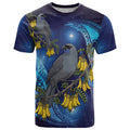 New Zealand Kokako Bird T Shirt Kowhai Galaxy Style Polynesian Pattern