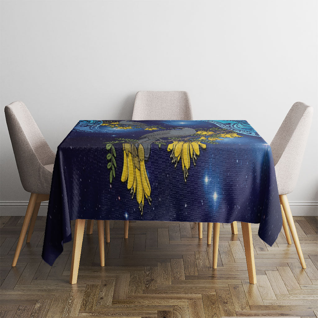New Zealand Kokako Bird Tablecloth Kowhai Galaxy Style Polynesian Pattern