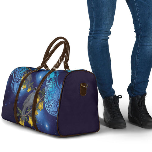 New Zealand Kokako Bird Travel Bag Kowhai Galaxy Style Polynesian Pattern