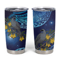 New Zealand Kokako Bird Tumbler Cup Kowhai Galaxy Style Polynesian Pattern