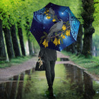 New Zealand Kokako Bird Umbrella Kowhai Galaxy Style Polynesian Pattern