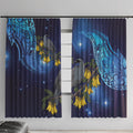 New Zealand Kokako Bird Window Curtain Kowhai Galaxy Style Polynesian Pattern