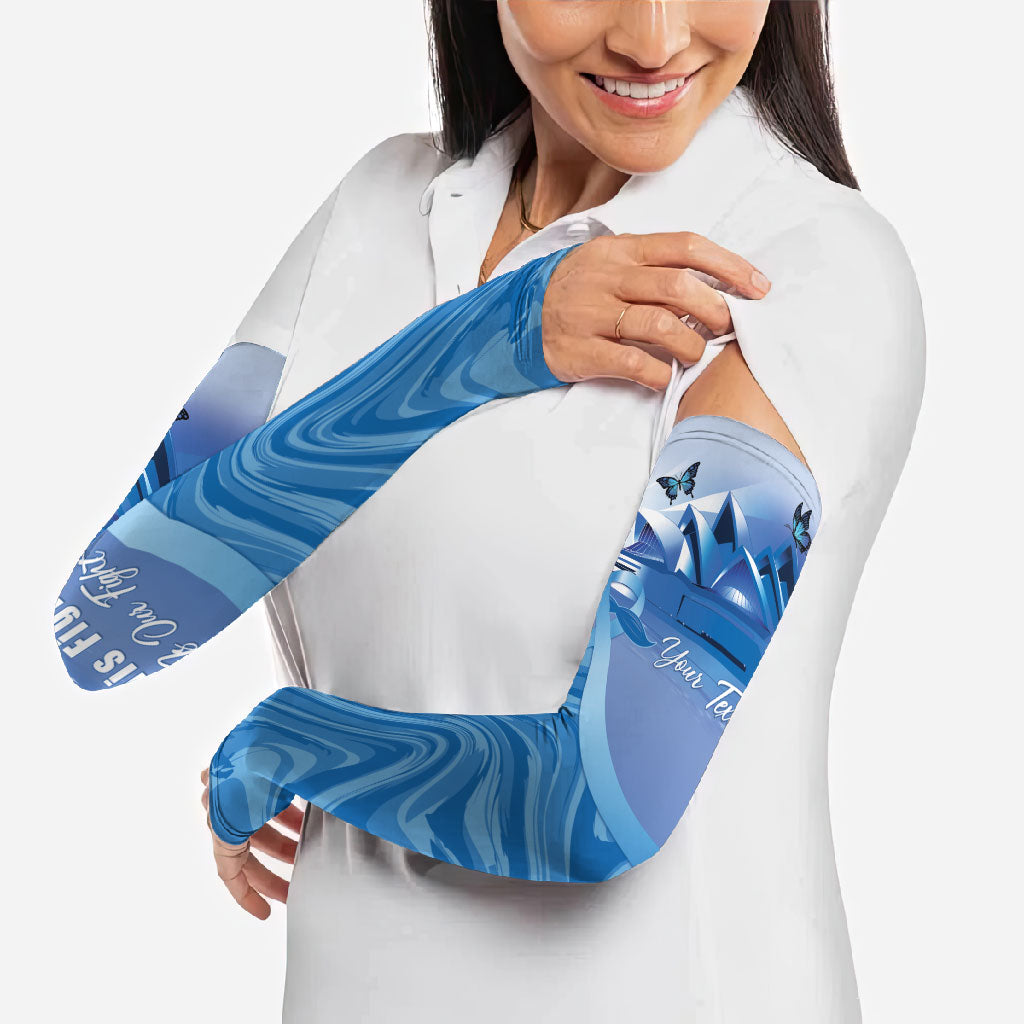 Personalised Australia Prostate Cancer Awareness Arm Sleeves Aussie Blue Ribbon Sydney Opera House