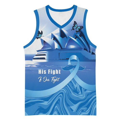 Personalised Australia Prostate Cancer Awareness Basketball Jersey Aussie Blue Ribbon Sydney Opera House