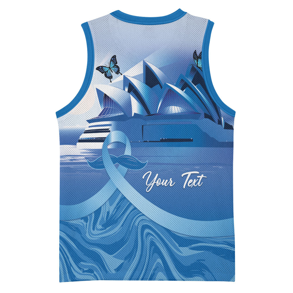 Personalised Australia Prostate Cancer Awareness Basketball Jersey Aussie Blue Ribbon Sydney Opera House