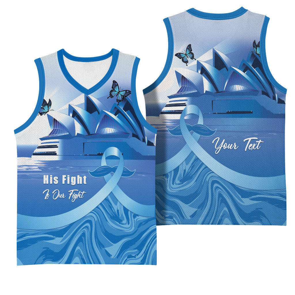 Personalised Australia Prostate Cancer Awareness Basketball Jersey Aussie Blue Ribbon Sydney Opera House