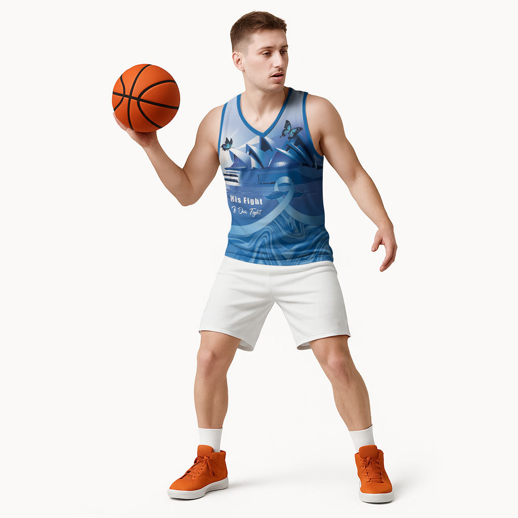 Personalised Australia Prostate Cancer Awareness Basketball Jersey Aussie Blue Ribbon Sydney Opera House
