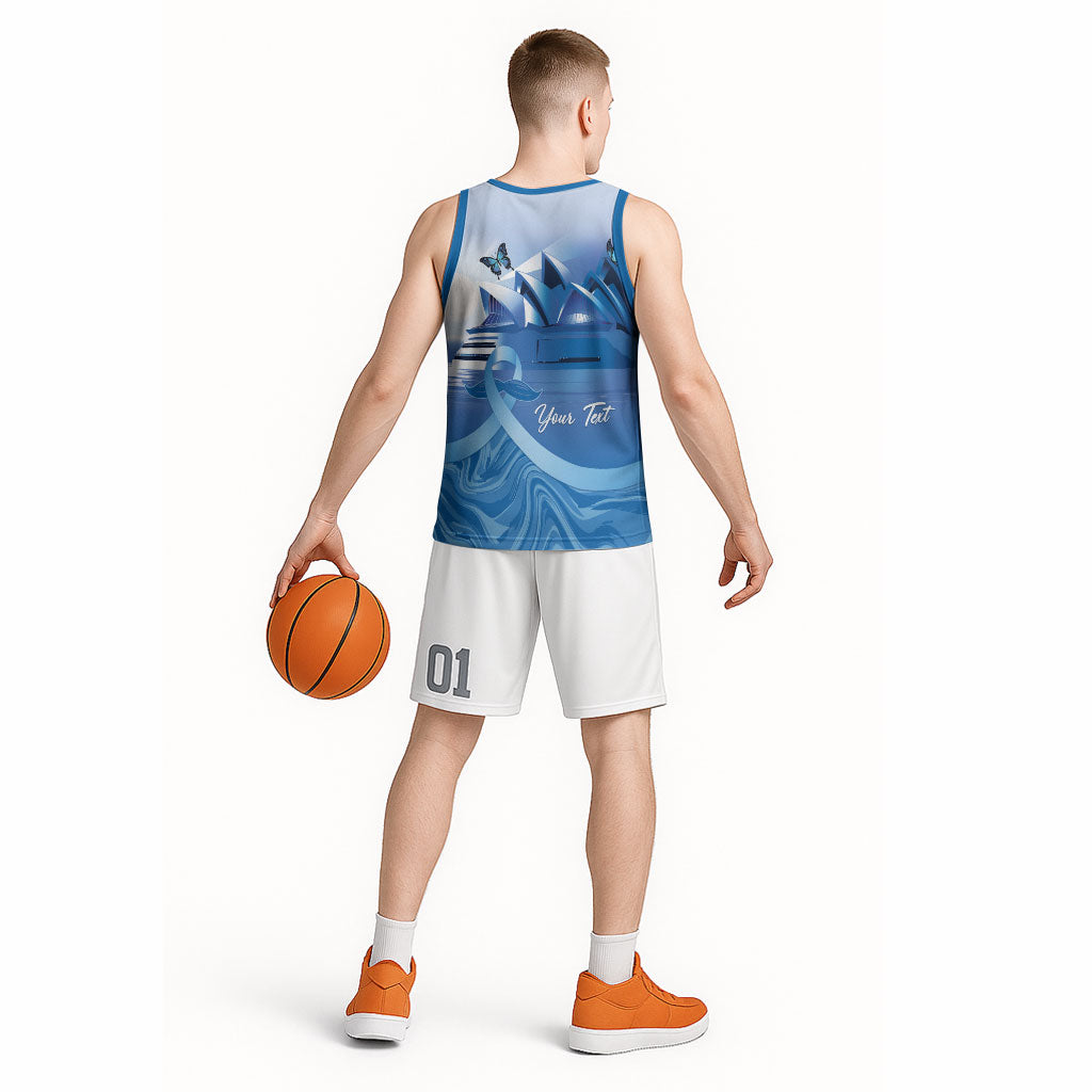 Personalised Australia Prostate Cancer Awareness Basketball Jersey Aussie Blue Ribbon Sydney Opera House