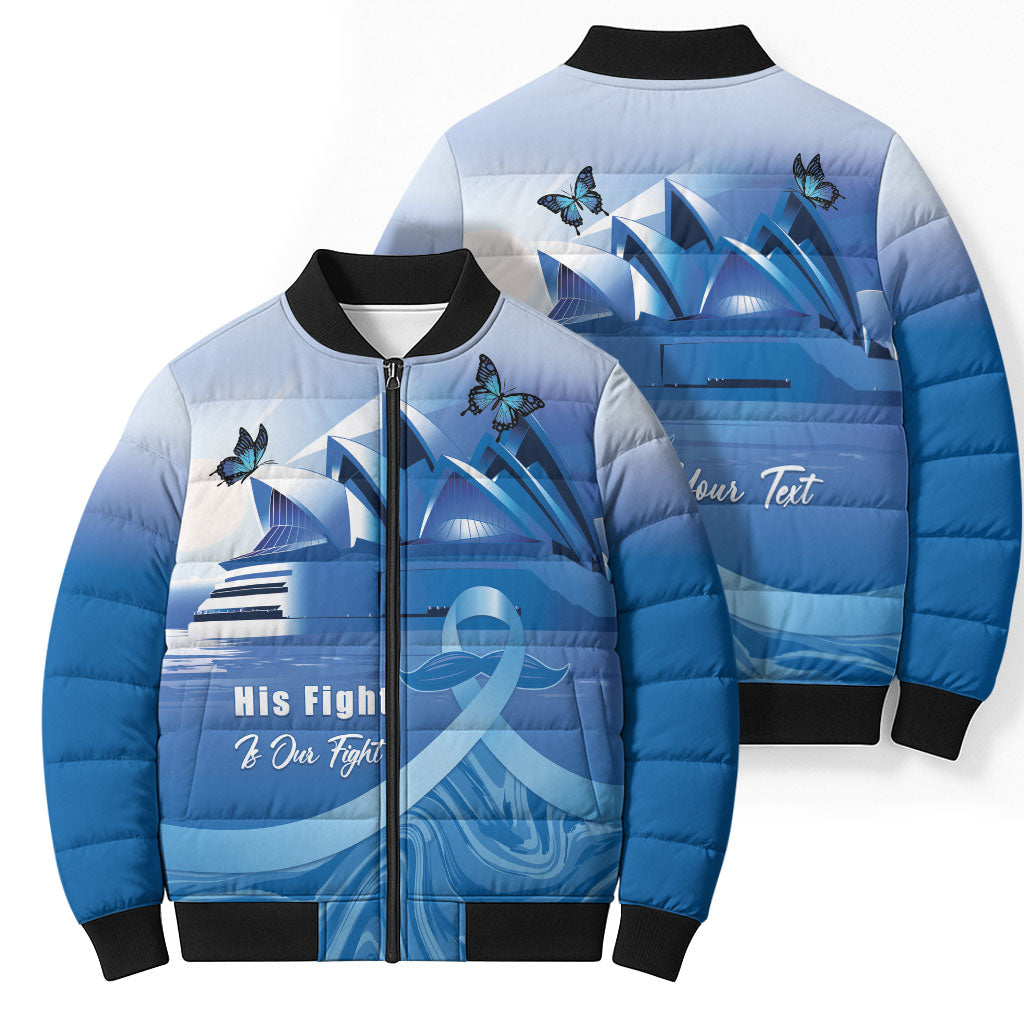 Personalised Australia Prostate Cancer Awareness Bomber Puffer Jacket Aussie Blue Ribbon Sydney Opera House
