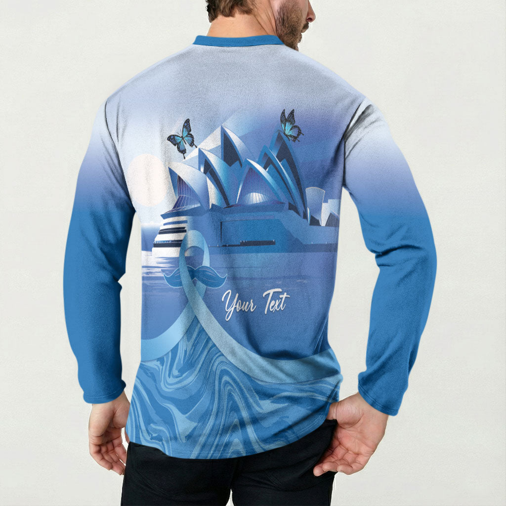 Personalised Australia Prostate Cancer Awareness Button Sweatshirt Aussie Blue Ribbon Sydney Opera House
