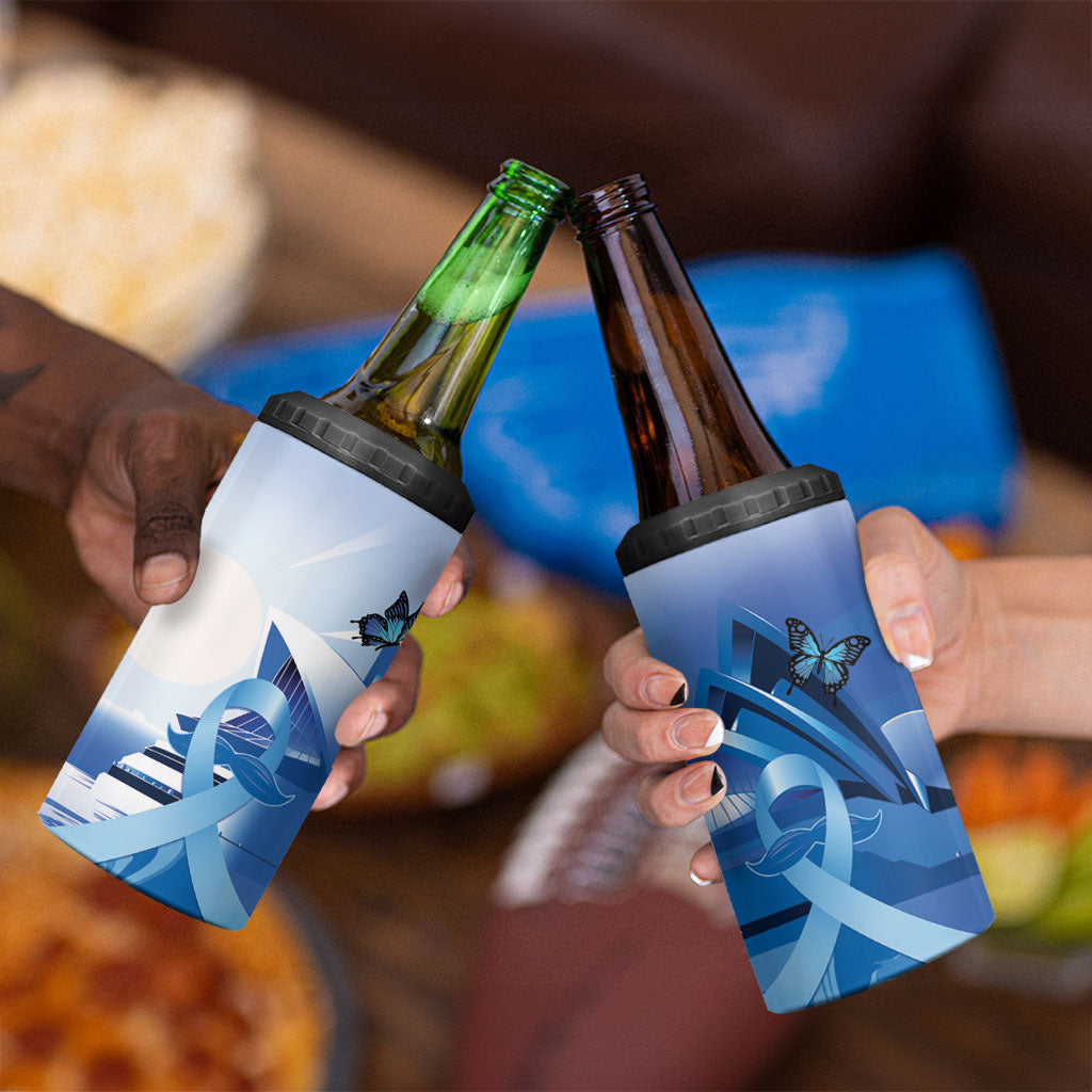 Australia Prostate Cancer Awareness 4 in 1 Can Cooler Tumbler Aussie Blue Ribbon Sydney Opera House