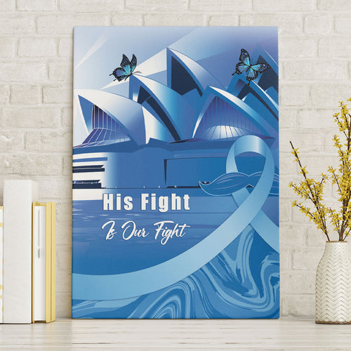 Australia Prostate Cancer Awareness Canvas Wall Art Aussie Blue Ribbon Sydney Opera House