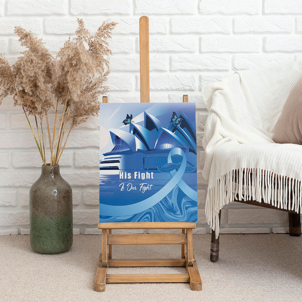 Australia Prostate Cancer Awareness Canvas Wall Art Aussie Blue Ribbon Sydney Opera House