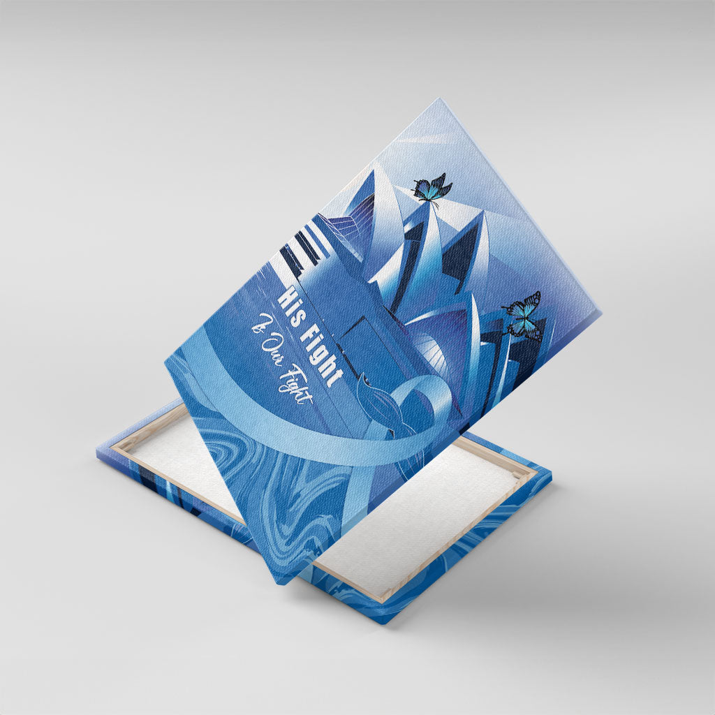 Australia Prostate Cancer Awareness Canvas Wall Art Aussie Blue Ribbon Sydney Opera House