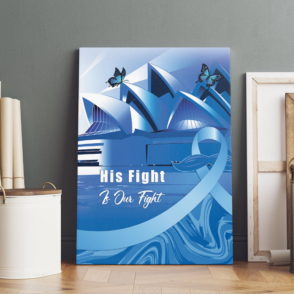 Australia Prostate Cancer Awareness Canvas Wall Art Aussie Blue Ribbon Sydney Opera House