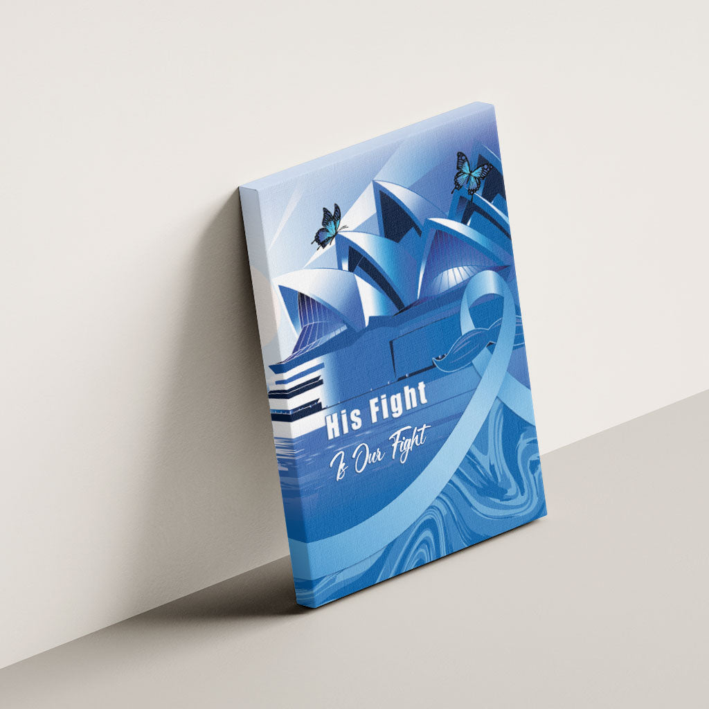 Australia Prostate Cancer Awareness Canvas Wall Art Aussie Blue Ribbon Sydney Opera House
