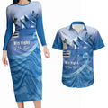 Personalised Australia Prostate Cancer Awareness Couples Matching Long Sleeve Bodycon Dress and Hawaiian Shirt Aussie Blue Ribbon Sydney Opera House