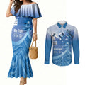 Personalised Australia Prostate Cancer Awareness Couples Matching Mermaid Dress and Long Sleeve Button Shirt Aussie Blue Ribbon Sydney Opera House