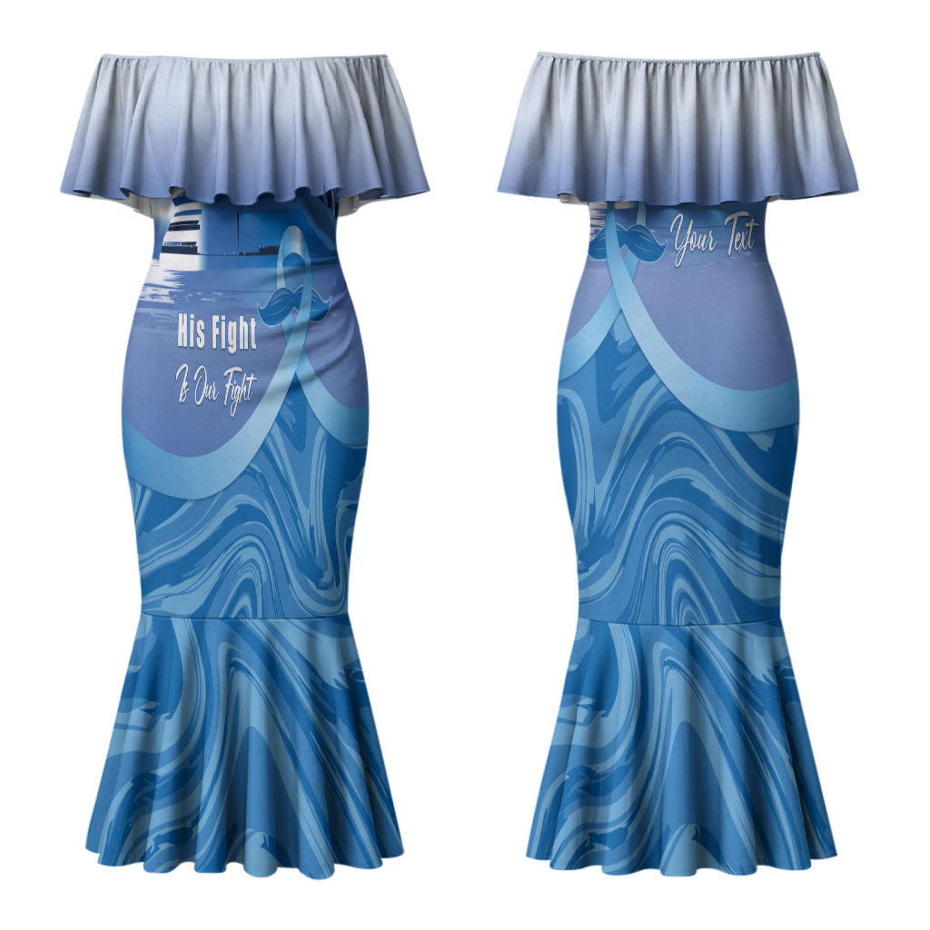 Personalised Australia Prostate Cancer Awareness Couples Matching Mermaid Dress and Long Sleeve Button Shirt Aussie Blue Ribbon Sydney Opera House