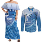 Personalised Australia Prostate Cancer Awareness Couples Matching Off Shoulder Maxi Dress and Long Sleeve Button Shirt Aussie Blue Ribbon Sydney Opera House