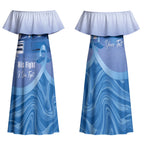 Personalised Australia Prostate Cancer Awareness Couples Matching Off Shoulder Maxi Dress and Long Sleeve Button Shirt Aussie Blue Ribbon Sydney Opera House