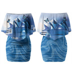 Personalised Australia Prostate Cancer Awareness Couples Matching Off Shoulder Short Dress and Long Sleeve Button Shirt Aussie Blue Ribbon Sydney Opera House