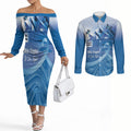 Personalised Australia Prostate Cancer Awareness Couples Matching Off The Shoulder Long Sleeve Dress and Long Sleeve Button Shirt Aussie Blue Ribbon Sydney Opera House