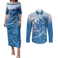 Personalised Australia Prostate Cancer Awareness Couples Matching Puletasi and Long Sleeve Button Shirt Aussie Blue Ribbon Sydney Opera House