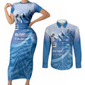 Personalised Australia Prostate Cancer Awareness Couples Matching Short Sleeve Bodycon Dress and Long Sleeve Button Shirt Aussie Blue Ribbon Sydney Opera House