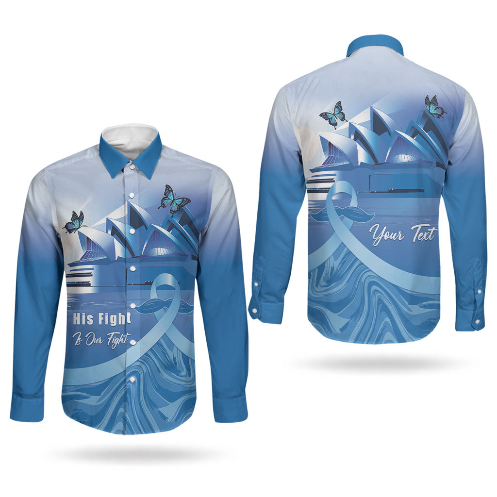 Personalised Australia Prostate Cancer Awareness Couples Matching Short Sleeve Bodycon Dress and Long Sleeve Button Shirt Aussie Blue Ribbon Sydney Opera House