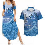 Personalised Australia Prostate Cancer Awareness Couples Matching Summer Maxi Dress and Hawaiian Shirt Aussie Blue Ribbon Sydney Opera House