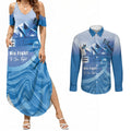 Personalised Australia Prostate Cancer Awareness Couples Matching Summer Maxi Dress and Long Sleeve Button Shirt Aussie Blue Ribbon Sydney Opera House