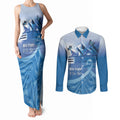 Personalised Australia Prostate Cancer Awareness Couples Matching Tank Maxi Dress and Long Sleeve Button Shirt Aussie Blue Ribbon Sydney Opera House