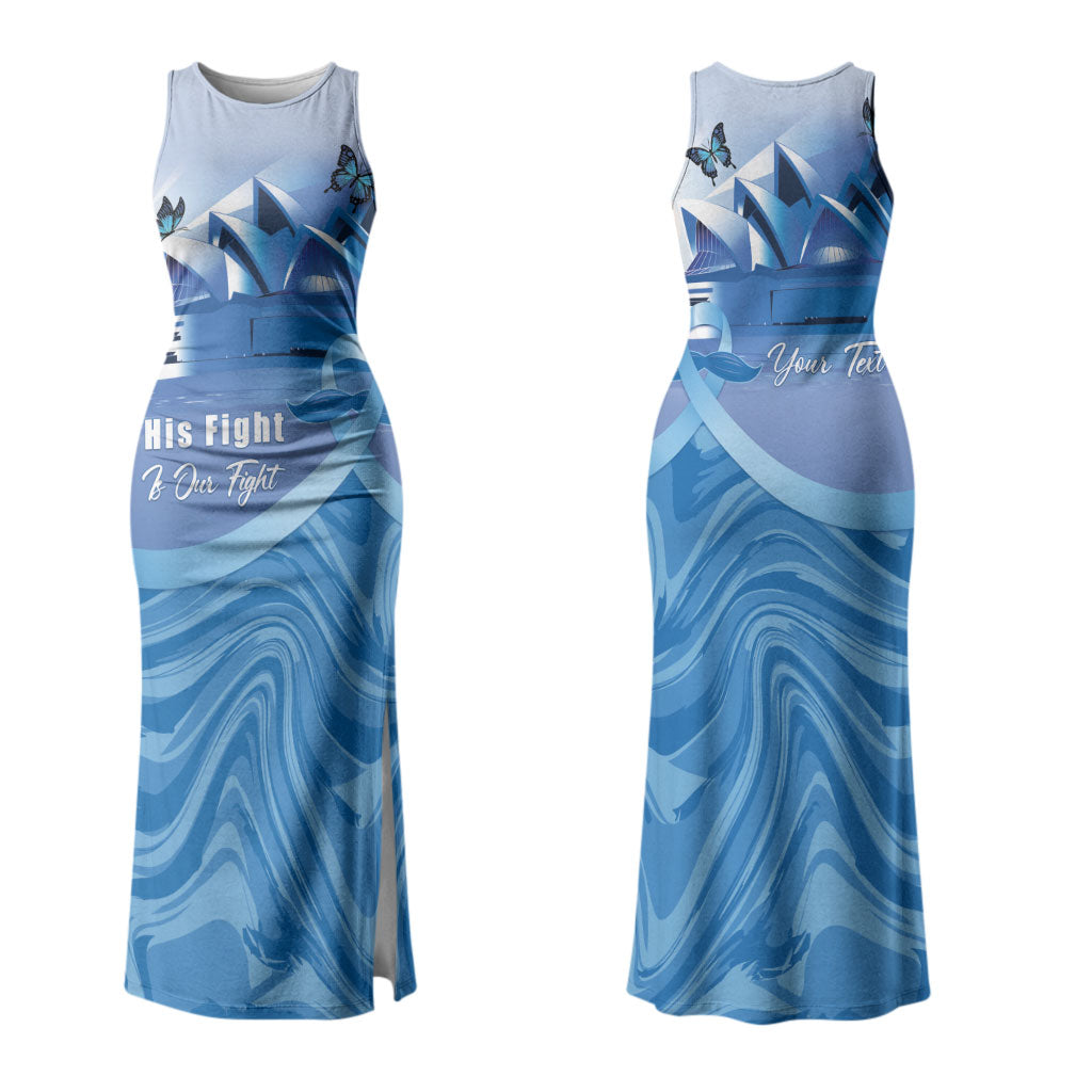 Personalised Australia Prostate Cancer Awareness Couples Matching Tank Maxi Dress and Long Sleeve Button Shirt Aussie Blue Ribbon Sydney Opera House