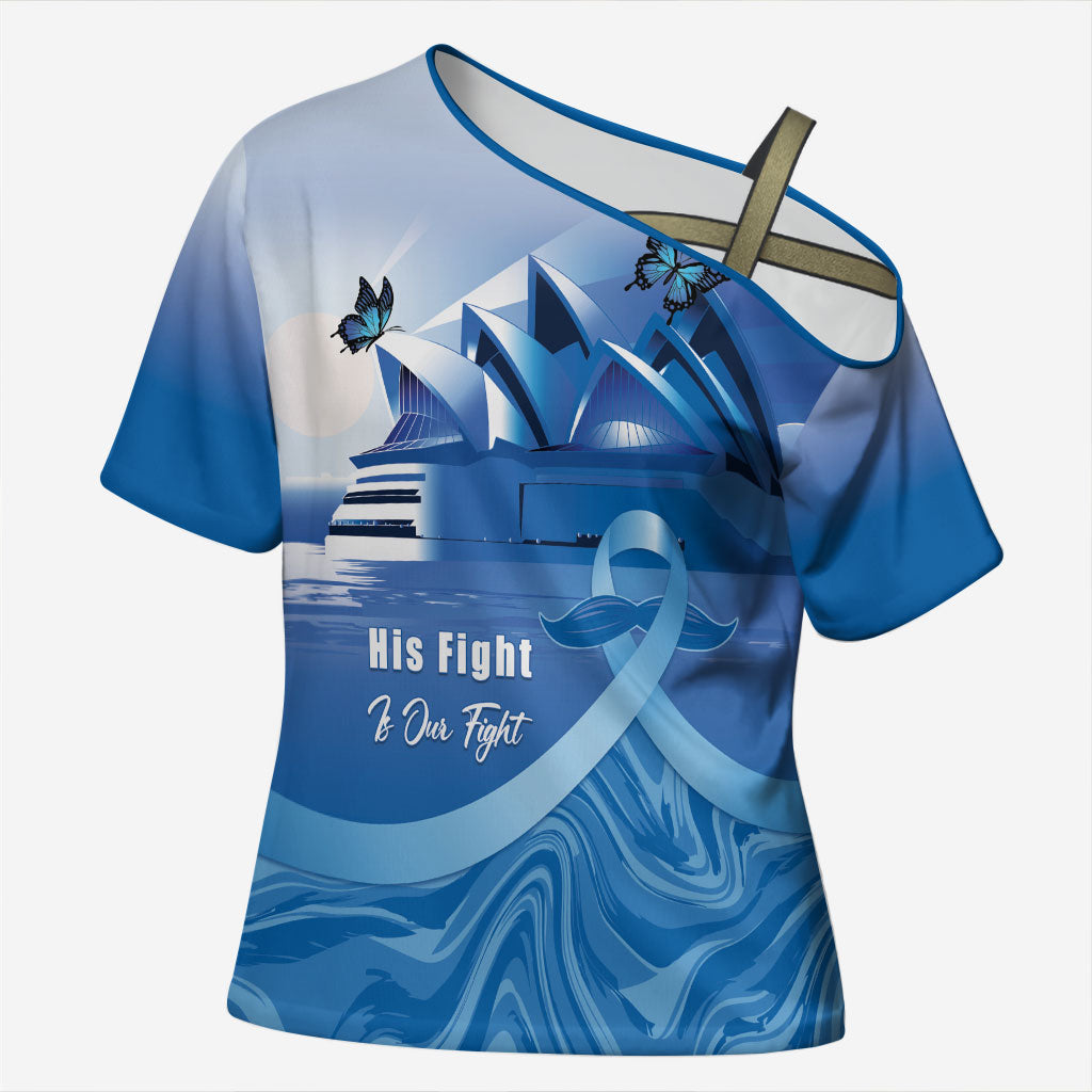 Personalised Australia Prostate Cancer Awareness Cross Shoulder Shirt Aussie Blue Ribbon Sydney Opera House