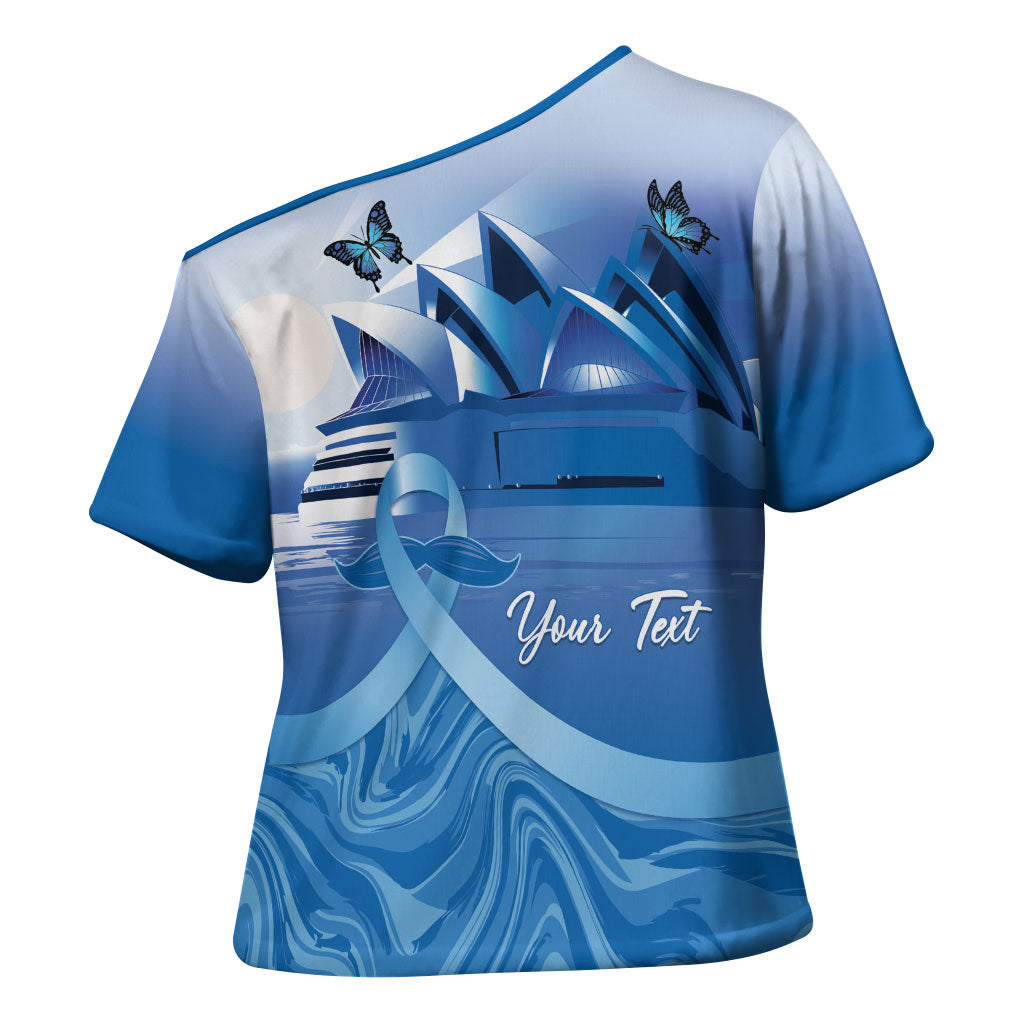 Personalised Australia Prostate Cancer Awareness Cross Shoulder Shirt Aussie Blue Ribbon Sydney Opera House