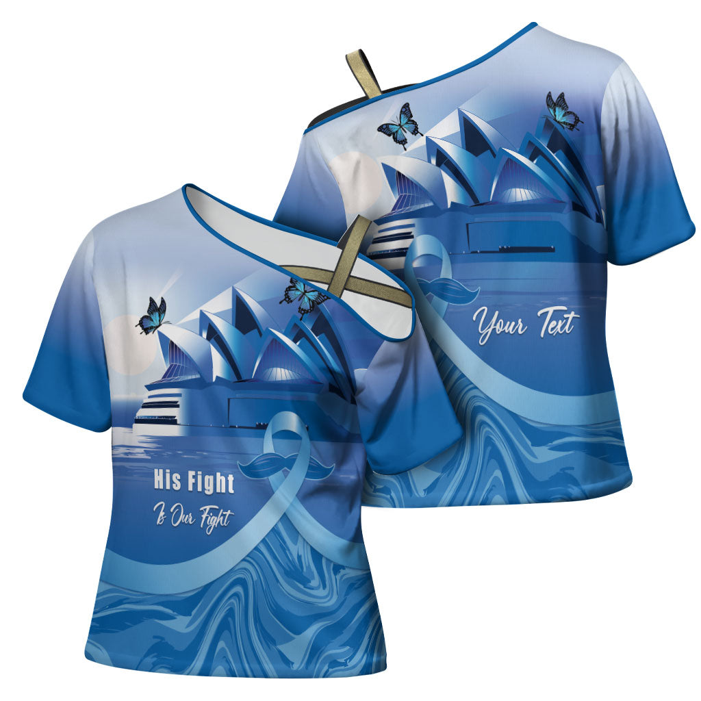 Personalised Australia Prostate Cancer Awareness Cross Shoulder Shirt Aussie Blue Ribbon Sydney Opera House