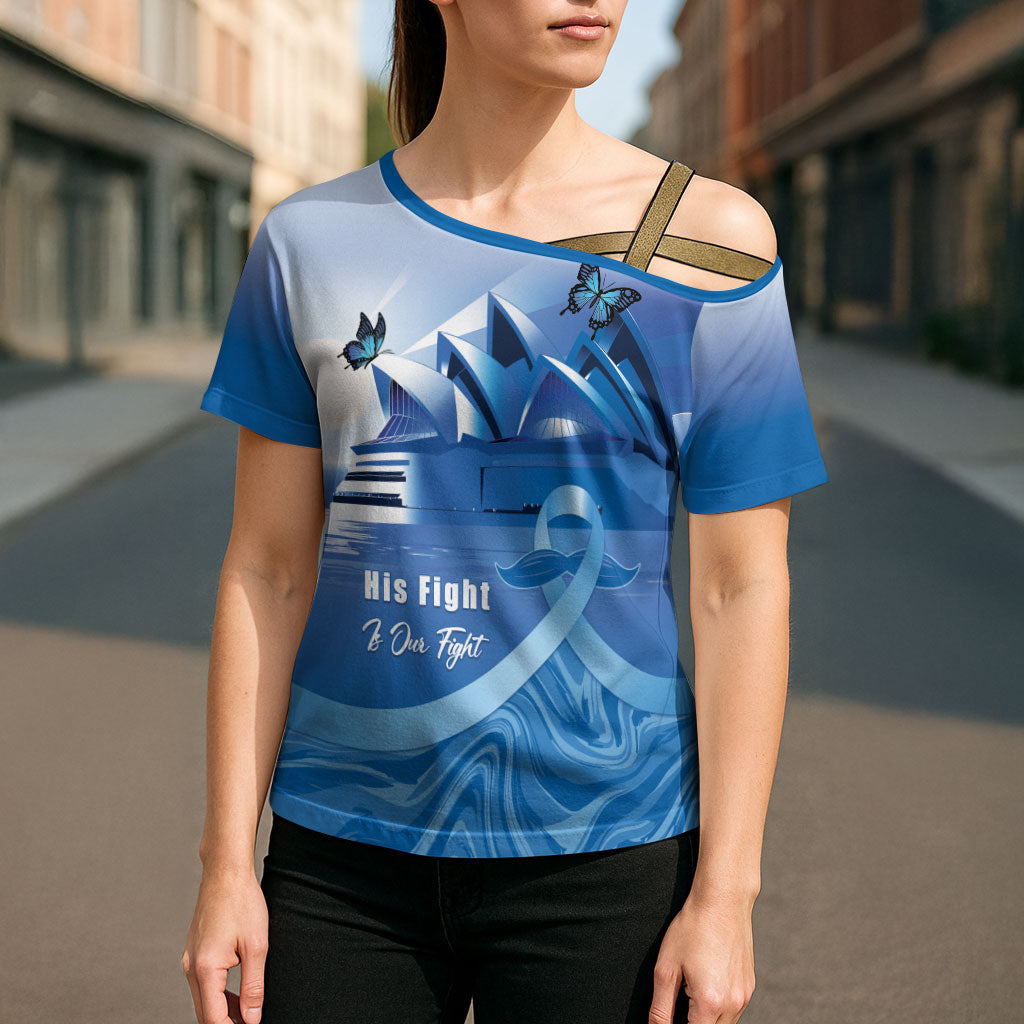 Personalised Australia Prostate Cancer Awareness Cross Shoulder Shirt Aussie Blue Ribbon Sydney Opera House