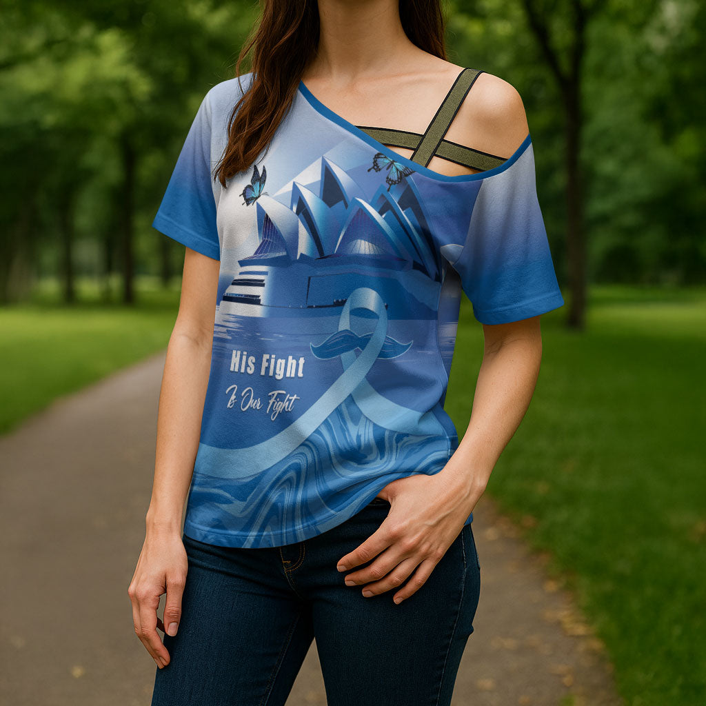 Personalised Australia Prostate Cancer Awareness Cross Shoulder Shirt Aussie Blue Ribbon Sydney Opera House